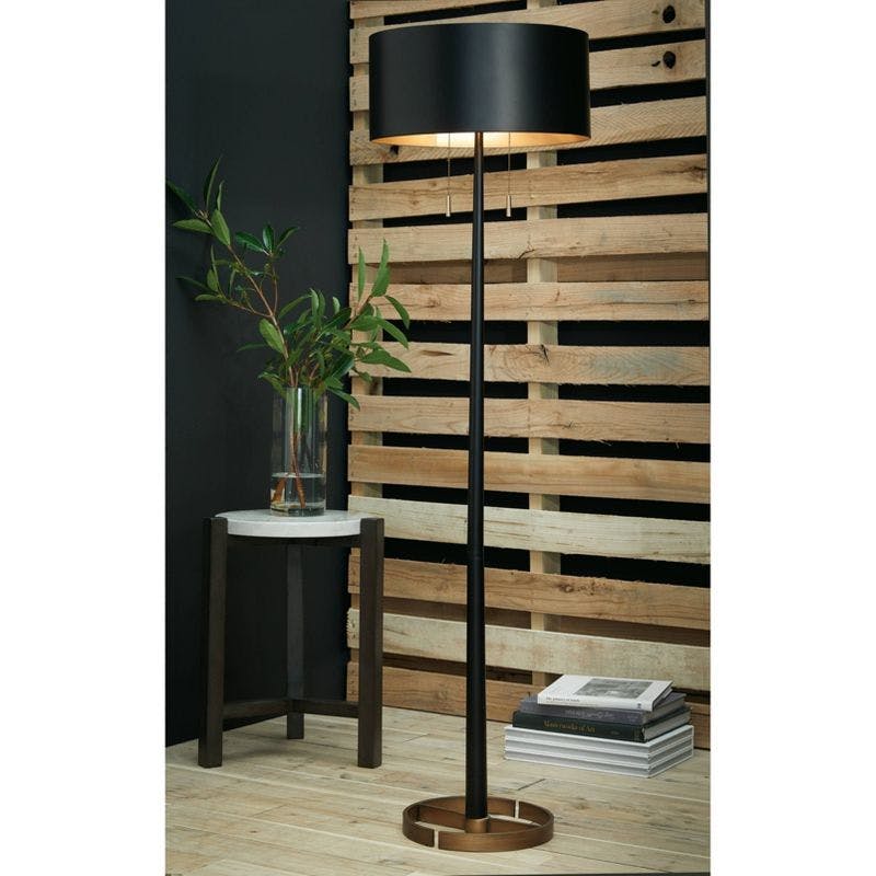 Sleek Black and Gold 60" Contemporary Metal Floor Lamp