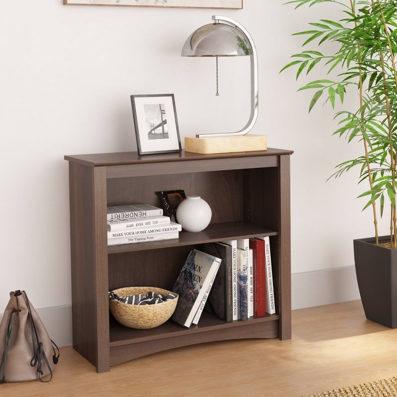 Espresso Rich Adjustable 2-Shelf Wooden Bookcase