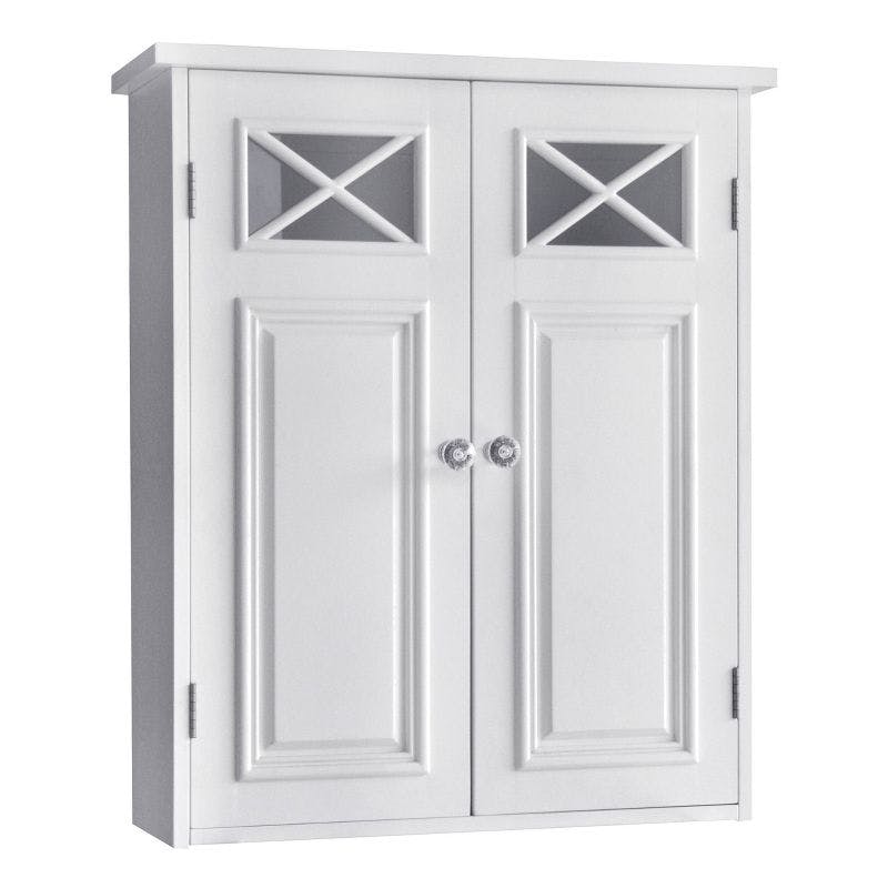 Classic White Dawson Adjustable Wall Cabinet with Cross Molding Doors