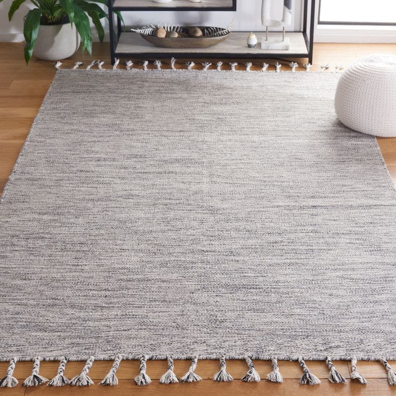 Handmade Geometric Flat-Weave Wool Rug - Gray 4' x 6'