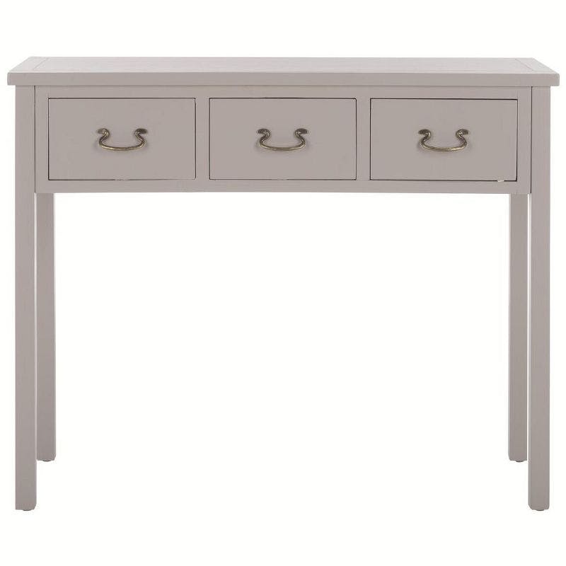 Transitional Gray Wood and Metal Console Table with 3 Drawers