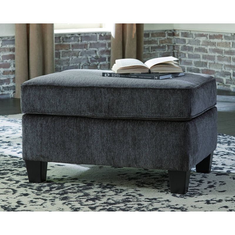 Contemporary Charcoal Gray Chenille 33" Footstool