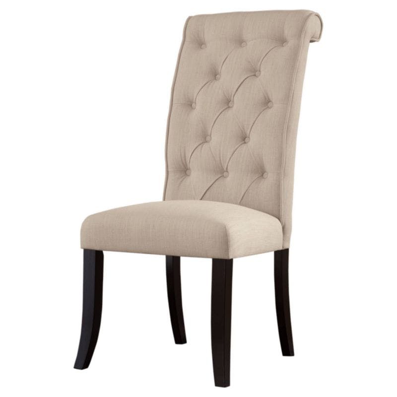 Elegant Linen Upholstered Parsons Side Chair with Metal Accents