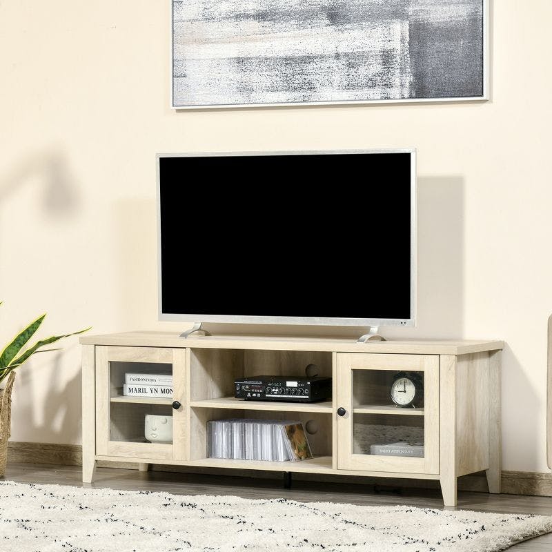 Contemporary Oak TV Stand with Storage for 60" Screens
