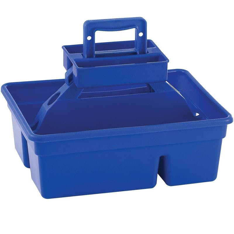 Versatile Blue Plastic Storage Stool & Tote Box with Carrying Handle