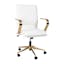 Luxurious White Leathersoft Executive Swivel Chair with Gold Metal Frame