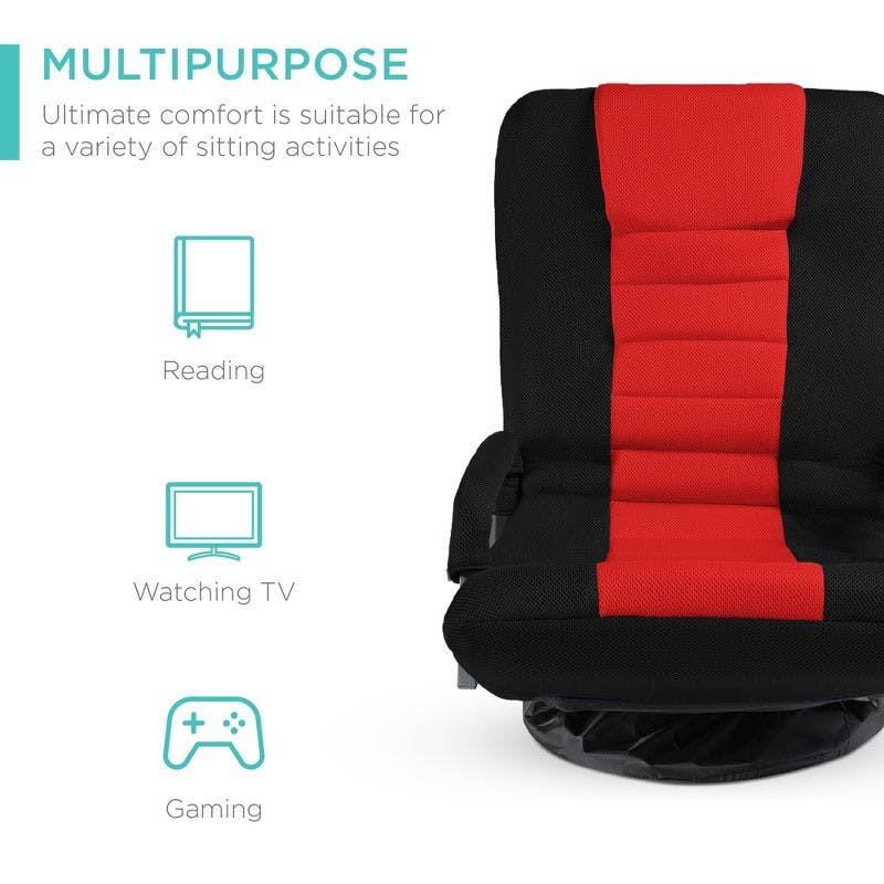 Swivel Flex Gaming Floor Chair with Adjustable Backrest - Black/Red