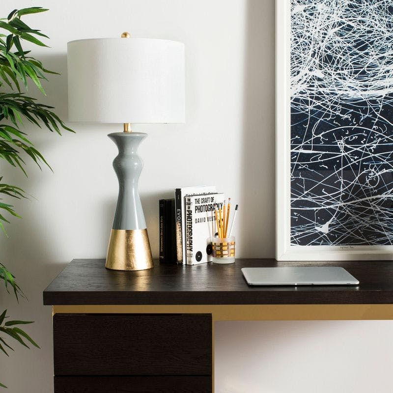 Milan Inspired Grey & Gold Ceramic 30.5" Table Lamp Set
