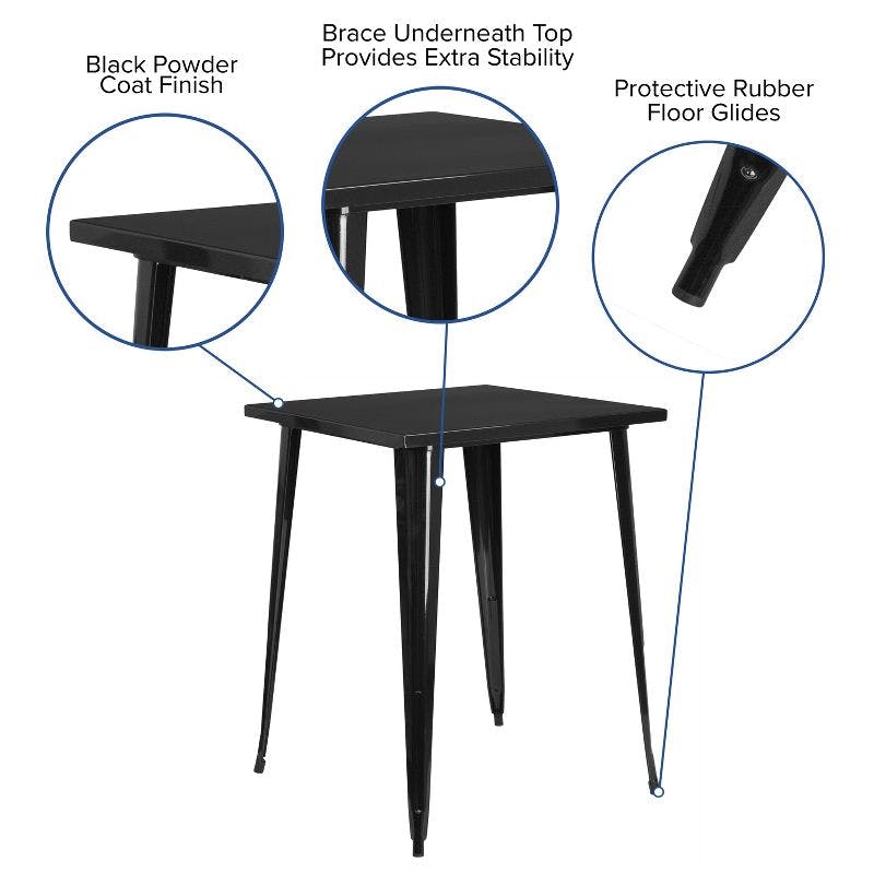 31.5'' Square Black Metal Indoor-Outdoor Bar Height Table