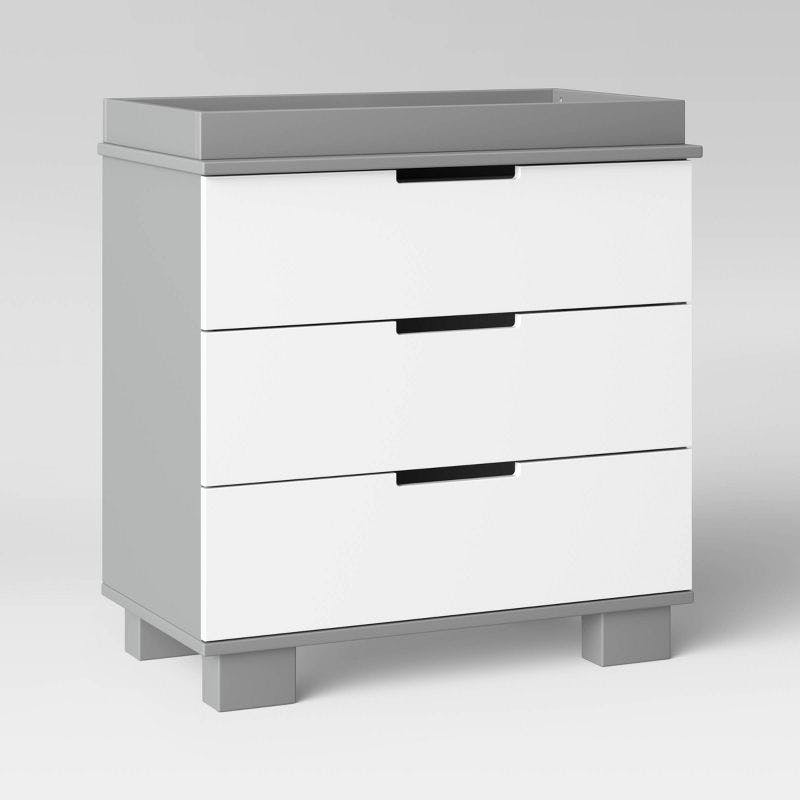Modo Space-Saving 3-Drawer Changer Dresser in Grey and White
