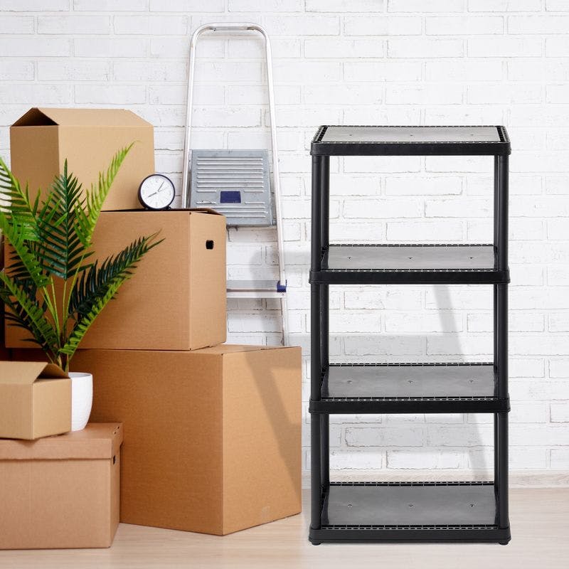 Versatile 24'' Black Plastic 4-Shelf Storage Organizer