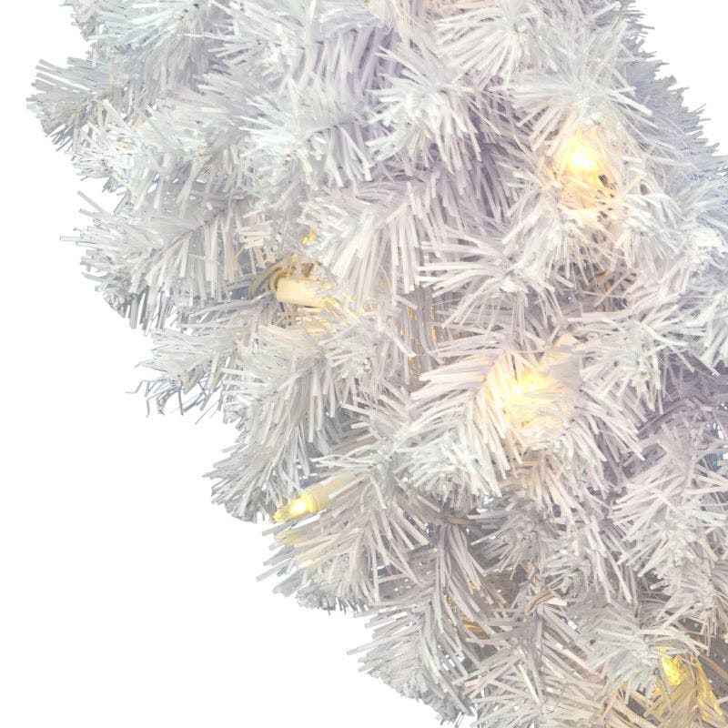 14" Crystal White Spruce Artificial Christmas Wreath with LED Lights