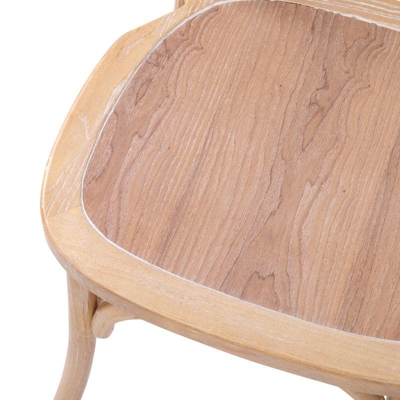 Elegant Driftwood Elm Wood X-Back Chair - 35" Height