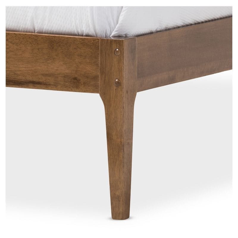 Mid-Century Modern Queen Bed Frame in Walnut Finish with Headboard
