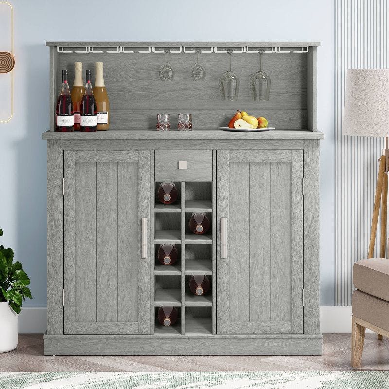 Festivo 47" Farm Style Gray Wood Buffet Bar Cabinet