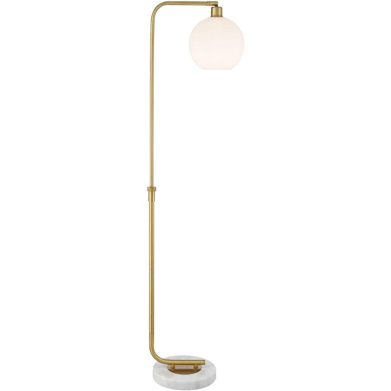 Casaba Mid-Century Gold Metal Arc Floor Lamp with White Marble Base