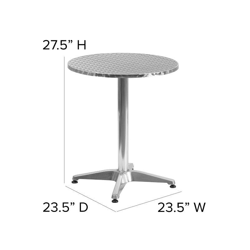 Sleek 23.5'' Round Stainless Steel Top Indoor-Outdoor Dining Table