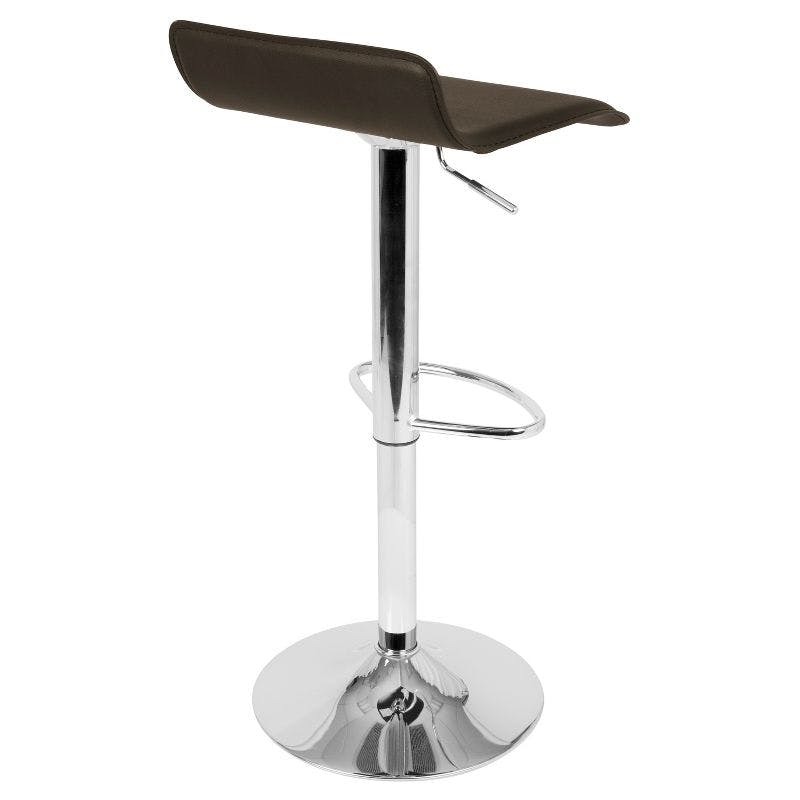 Contemporary Adjustable Swivel Barstool in Brown Leatherette