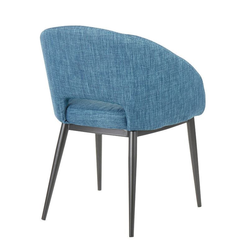 Contemporary Blue Velvet Barrel Accent Chair with Metal Legs