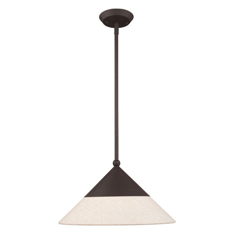 Stockholm Mini Pendant with Oatmeal Shade in Bronze Finish