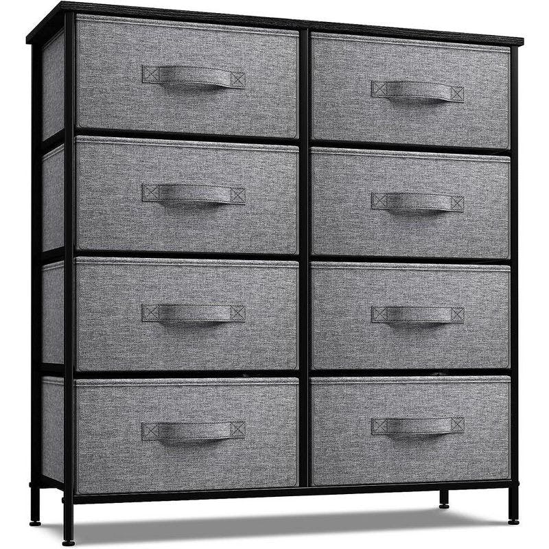 Sorbus Glam Nursery Black Dresser with 8 Fabric Drawers
