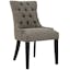 Elegant Granite Tufted Side Chair with Nailhead Trim and Wood Legs