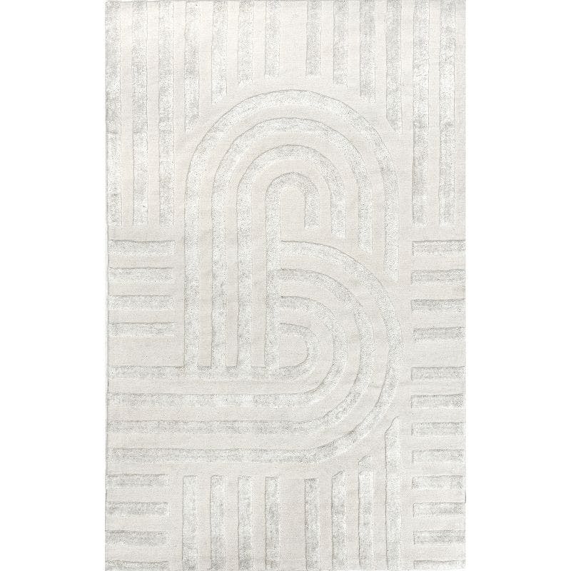 Downtown Ivory Geometric Wool-Synthetic Blend 5' x 8' Area Rug