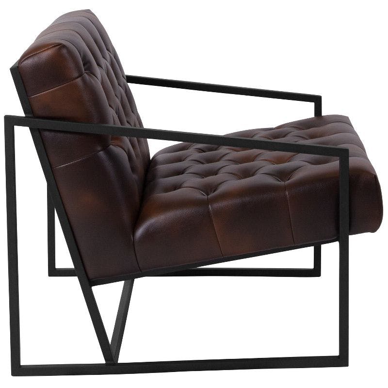 Vienna Bomber Jacket Brown Faux Leather Modern Lounge Chair