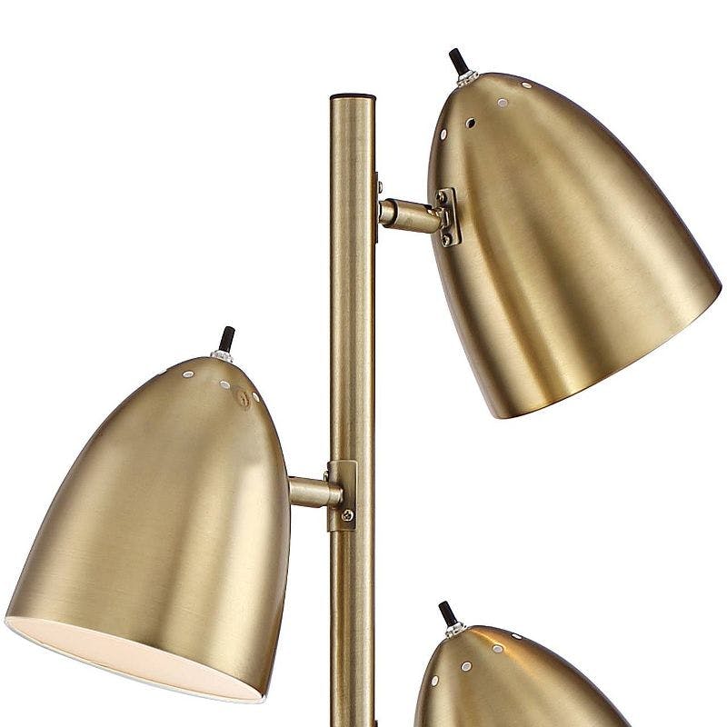 Aaron Mid-Century Modern Adjustable Black and Brass Floor Lamp