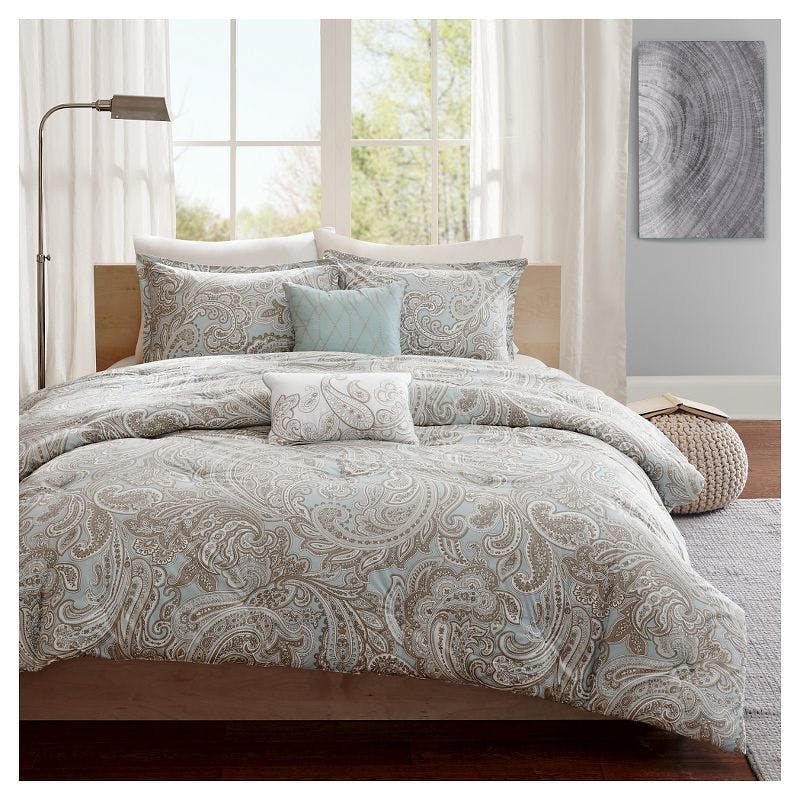 Organic Blue Paisley 5-Piece King Cotton Comforter Set