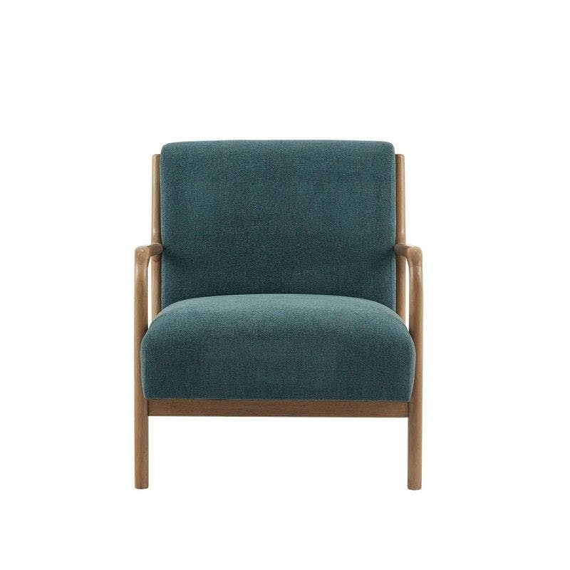 Mid-Century Teal Lounge Chair with Elm Wood Frame