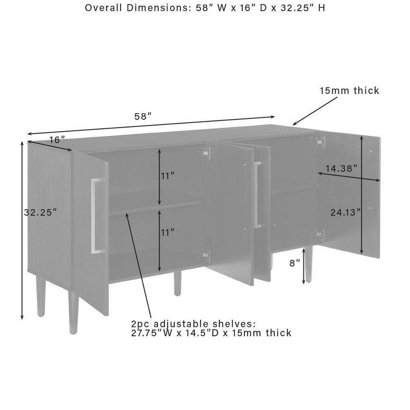 Everett Mid-Century Mahogany Sideboard with Adjustable Shelving