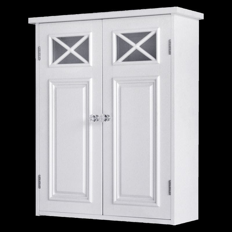 Classic White Dawson Adjustable Wall Cabinet with Cross Molding Doors
