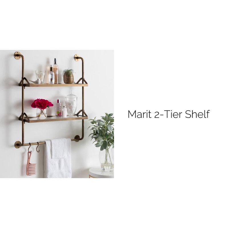 Marit Gold Luxe 28" Floating Wall Shelf with Glass Tiers