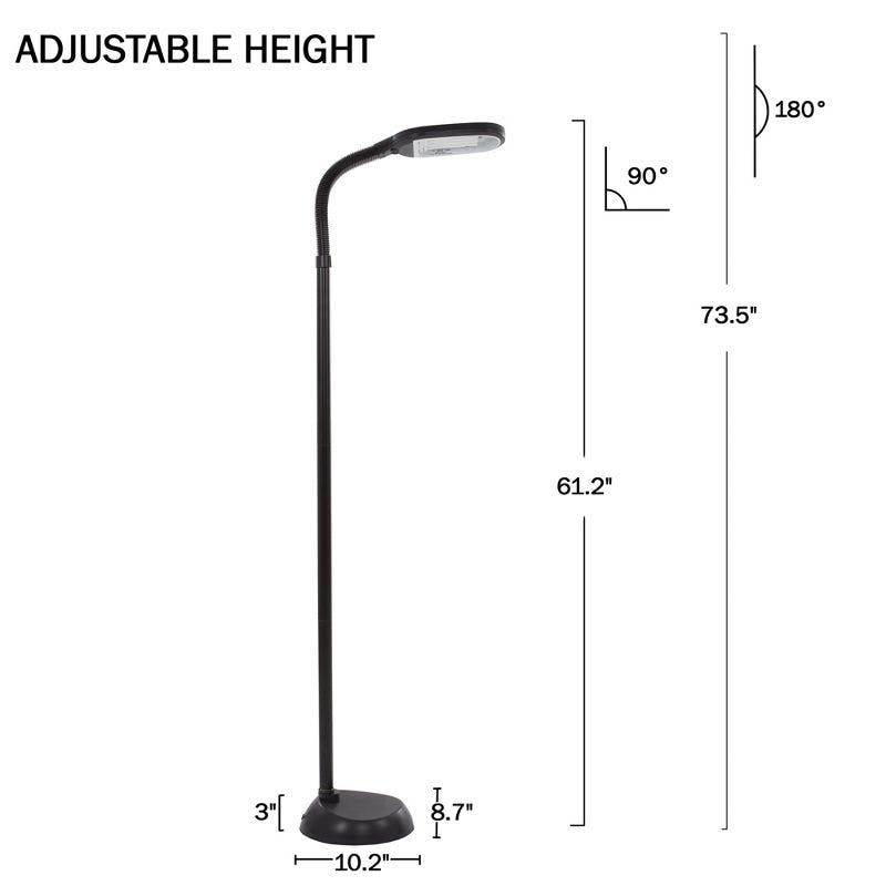 Arc Adjustable Black Full Spectrum Natural Sunlight Floor Lamp