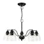 Montgomery Transitional 5-Light Chandelier with Hand-Blown Glass, Black