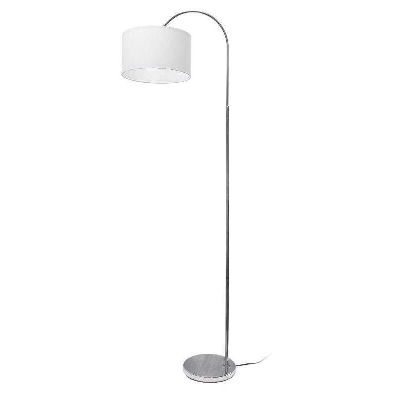 Elegant 66" Arched Brushed Nickel Floor Lamp with White Fabric Shade