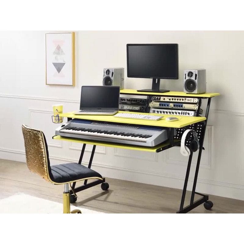 Suitor 53'' White Wood Music Studio Desk with Keyboard Tray