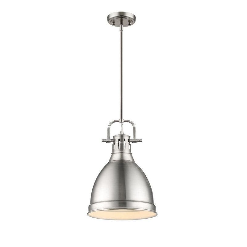 Transitional Pewter Mini Pendant Light with Silver Shade