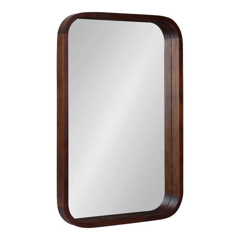 Hutton Rounded Rectangle Walnut Wood Bathroom Vanity Mirror 23" x 34.7"