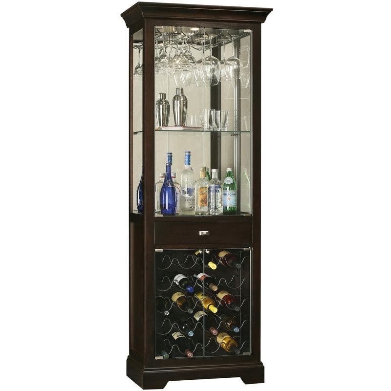 Elegant Transitional Gimlet Wine & Bar Cabinet in Rich Brown