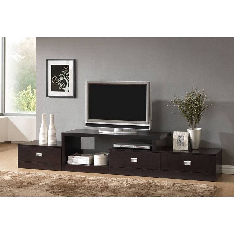Marconi Asymmetrical Modern TV Stand with Cabinet in Dark Brown