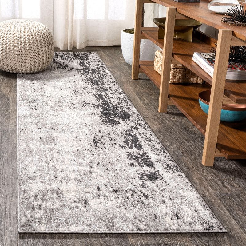 Storm Abstract Reversible Area Rug in Gray/Cream - Easy Care