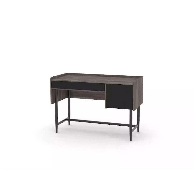 Jet Acacia Engineered Wood and Metal Writing Desk with File Storage