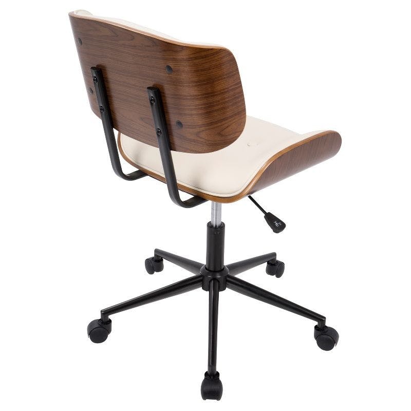 Lombardi Mid-Century Modern Swivel Task Chair in Walnut & Cream • Spoken