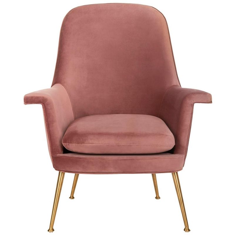 Dusty Rose Velvet Wood Contemporary Accent Arm Chair