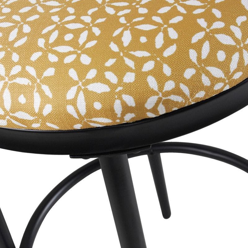 Sleek Golden Yellow 21.7" Metal & Wood Upholstered Barstool