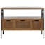 Transitional Joshua Oak 3-Drawer Console Table with Twisted Metal Frame