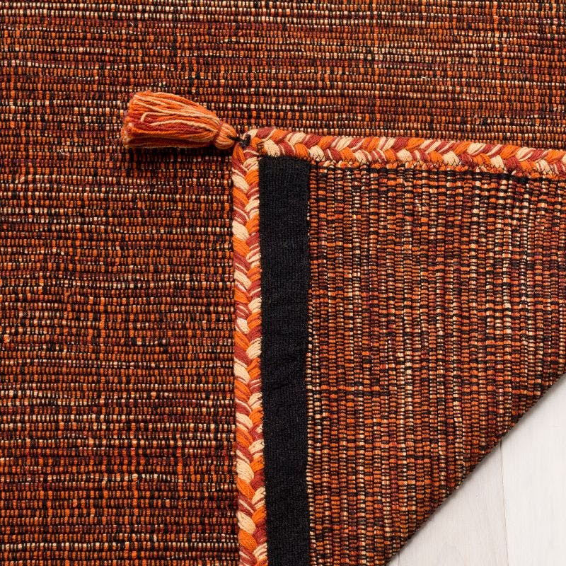 Coastal Charm Orange/Black Hand Woven Cotton-Viscose Area Rug 9' x 12'