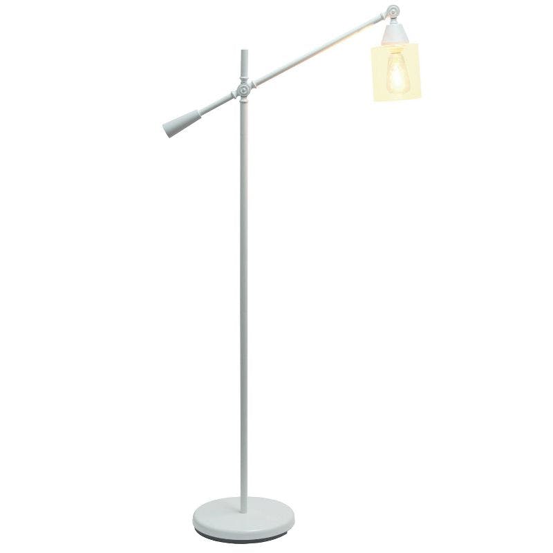 Edison White Adjustable Floor Lamp with Clear Glass Shade